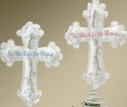 Blue God Bless Baby's First Christmas Cross Tree Topper Stars