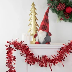 New Boa Wide Cut Tinsel Commercial Christmas Garland - 50' x 3" - Red - Unlit Commercial