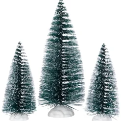 Hot Bottle Brush Pine Christmas Village Trees - Set of 9 Accessories