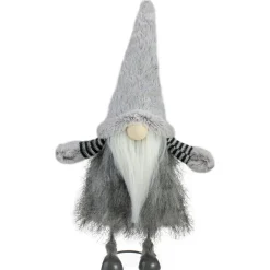 Outlet Bouncing Gnome with Shaggy Beard Christmas Figure - 17" - Gray and Black Gnomes