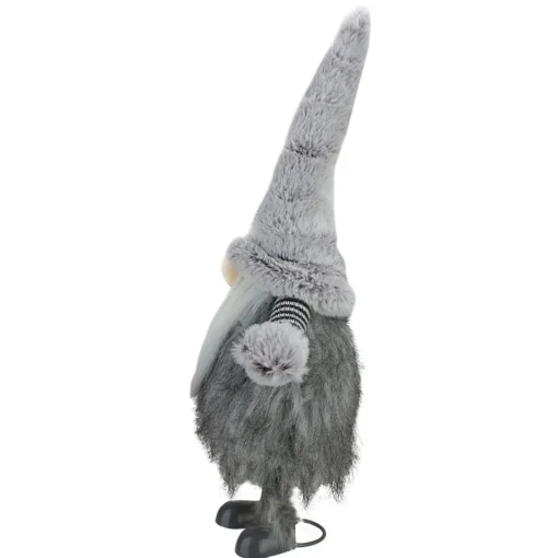 Outlet Bouncing Gnome with Shaggy Beard Christmas Figure - 17" - Gray and Black Gnomes