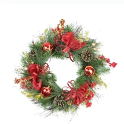 New Bows, Berries and Ornaments Mixed Pine Artificial Christmas Wreath - 26" - Unlit Unlit