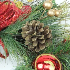 New Bows, Berries and Ornaments Mixed Pine Artificial Christmas Wreath - 26" - Unlit Unlit