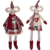 New Boy and Girl Sitting Plush Christmas Mice Figures - 16" - Set of 2 Animals