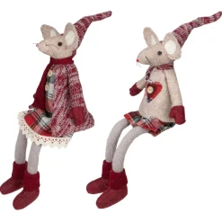 New Boy and Girl Sitting Plush Christmas Mice Figures - 16" - Set of 2 Animals
