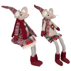 New Boy and Girl Sitting Plush Christmas Mice Figures - 16