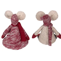 New Boy and Girl Sitting Plush Christmas Mice Figures - 16