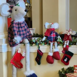 New Boy and Girl Sitting Plush Christmas Mice Figures - 16