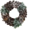 Clearance Brown and Green Pine Needle and Pine Cone Artificial Christmas Wreath, 13.5-Inch, Unlit Unlit