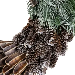 Clearance Brown and Green Pine Needle and Pine Cone Artificial Christmas Wreath, 13.5-Inch, Unlit Unlit