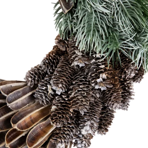 Clearance Brown and Green Pine Needle and Pine Cone Artificial Christmas Wreath, 13.5-Inch, Unlit Unlit