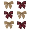 Best Buffalo Plaid and Burlap 2-Loop Christmas Bow Decorations - 5.5" - Pack of 6 Ribbons & Bows