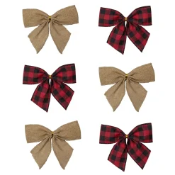 Best Buffalo Plaid and Burlap 2-Loop Christmas Bow Decorations - 5.5" - Pack of 6 Ribbons & Bows