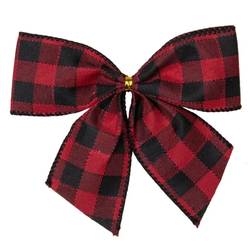 Best Buffalo Plaid and Burlap 2-Loop Christmas Bow Decorations - 5.5" - Pack of 6 Ribbons & Bows