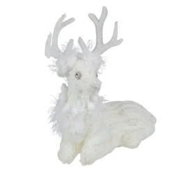 Best Cable Knit Sweater Sitting Reindeer Christmas Figure - 9.75