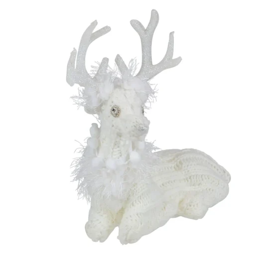 Best Cable Knit Sweater Sitting Reindeer Christmas Figure - 9.75" Animals