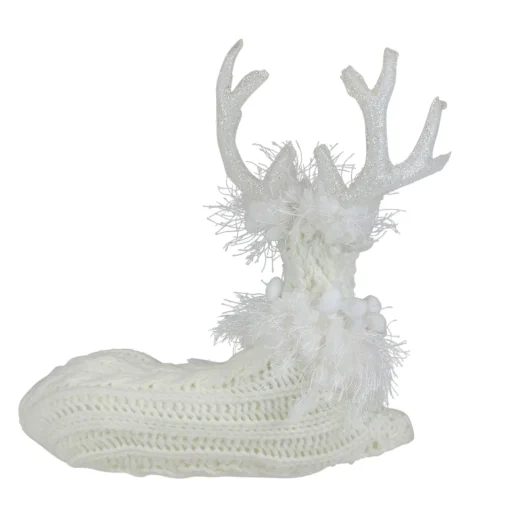 Best Cable Knit Sweater Sitting Reindeer Christmas Figure - 9.75" Animals