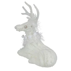 Best Cable Knit Sweater Sitting Reindeer Christmas Figure - 9.75
