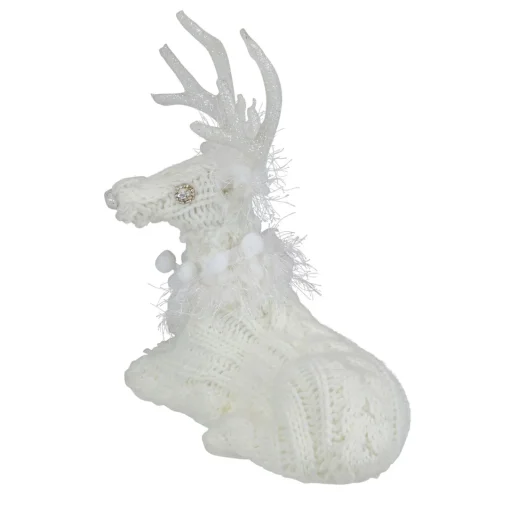 Best Cable Knit Sweater Sitting Reindeer Christmas Figure - 9.75" Animals