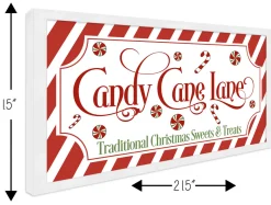 Online Candy Cane Lane 11.5" x 21.5" Framed Christmas Wall Decor Art Print Sign Poster in a Natural Wooden Frame with UV Acrylic and Hangers Wall