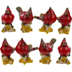 New Cardinal Birds on a Stomp Christmas Figurines - 4.5" - Red - Set of 8 Animals