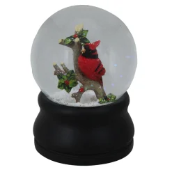 Cardinal on Branch Musical Christmas Snow Globe - 5.75" - Red Snow Globes