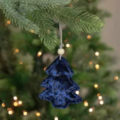 Sale Cheetah Print Velvet Tree Christmas Ornament - 4" - Blue and Black Garden & Floral