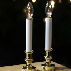 New Christmas Candle Lamps - 9" - Clear - Set of 2 Candle Lamps