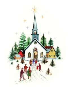 Best Christmas Church Winter Scene Wall Decor Art Print Wall
