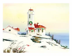 Best Christmas Lighthouse Winter Scene Wall Decor Art Print Wall