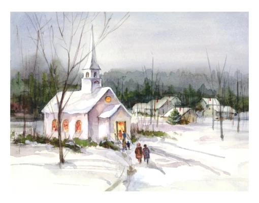 Outlet Christmas Mass Winter Scene Wall Decor Art Print Wall