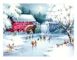 Outlet Christmas Skate Winter Scene Wall Decor Art Print Wall