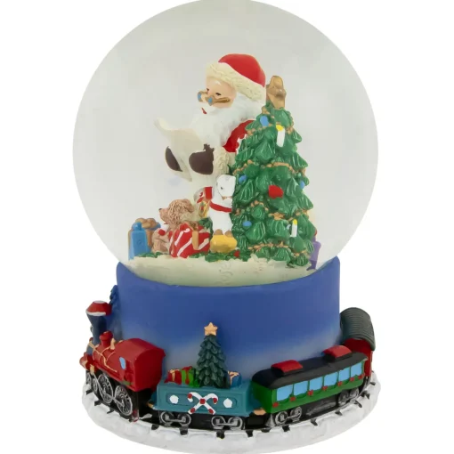 Best Christmas Train Around Santa Delivering Gifts Musical Water Globe - 6.5" Snow Globes