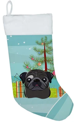 Christmas Tree and Black Pug Christmas Stocking BB1635CS Stockings