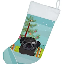 Christmas Tree and Black Pug Christmas Stocking BB1635CS Stockings