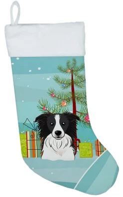 Hot Christmas Tree and Border Collie Christmas Stocking BB1613CS Stockings