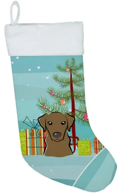 Best Christmas Tree and Chocolate Labrador Christmas Stocking BB1606CS Stockings