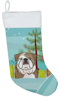 Discount Christmas Tree and English Bulldog Christmas Stocking BB1591CS Stockings