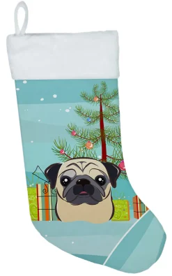 New Christmas Tree and Fawn Pug Christmas Stocking BB1634CS Stockings