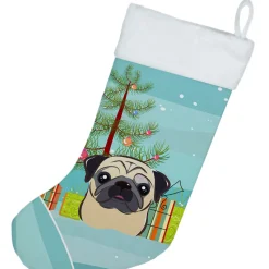 New Christmas Tree and Fawn Pug Christmas Stocking BB1634CS Stockings