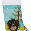 Discount Christmas Tree and Longhair Black and Tan Dachshund Christmas Stocking BB1585CS Stockings