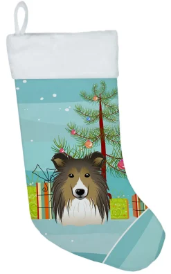 Discount Christmas Tree and Sheltie Christmas Stocking BB1614CS Stockings