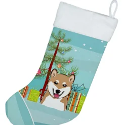Christmas Tree and Shiba Inu Christmas Stocking BB1597CS Stockings