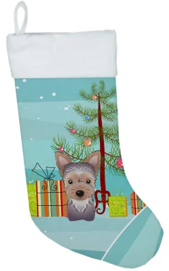 Clearance Christmas Tree and Yorkie Puppy Christmas Stocking BB1604CS Stockings