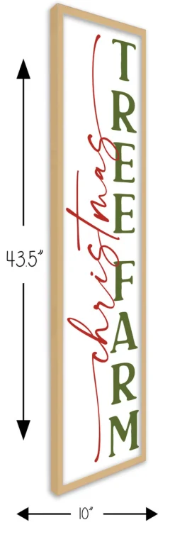 Christmas Tree Farm Tall 10" x 43.5" Framed Christmas Wall Decor Art Print Sign Poster in a Natural Wooden Frame with UV Acrylic and Hangers Wall