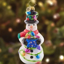 Sale Light The Night Snowman Glass Christmas Ornament 1021614 Collectibles