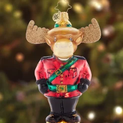 Best Mountie Bruce Moose Glass Christmas Ornament 1021494 Collectibles