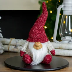 Outlet Chubby Smiling Gnome Plush Christmas Figure - 15" - Ivory and Red Gnomes