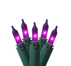 Outlet Commercial Grade Mini Christmas Light Set - Purple - 45.5' Green Wire - 100ct Commercial