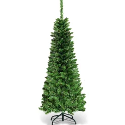 Discount 4.5ft Pre-Lit Hinged Pencil Christmas Tree 150 White Lights Pre-Lit